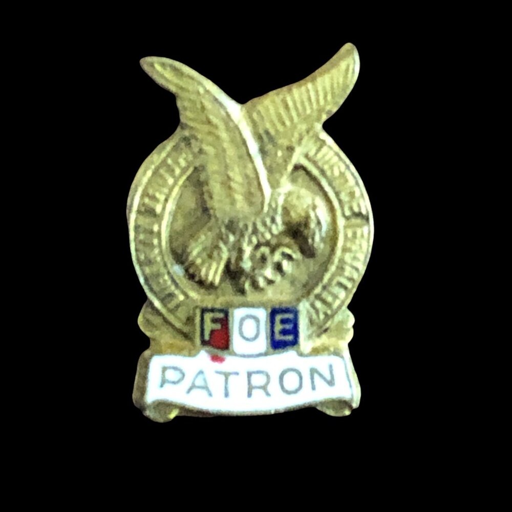 FOE Fraternal Order of Eagles Tie Tac Patron Vintage Lapel Pin Screw Back